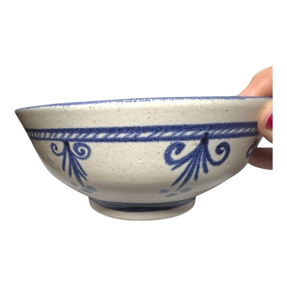 White Pottery Bowl Blue Designs/Ramen Noodle, Ice Cream, Snacks, or Decorative - Picture 12 of 12